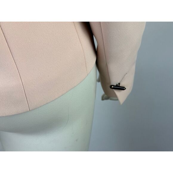 Barbara‎ Bui Leather Trim Blazer 40 US 8 Flaw* Long Sleeve Lined V-neck Jacket - Picture 14 of 16